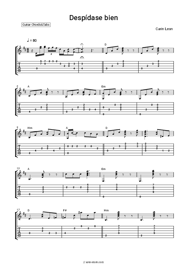 Despídase bien - Carin Leon Chords and Tabs - Guitar.Chords&Tabs