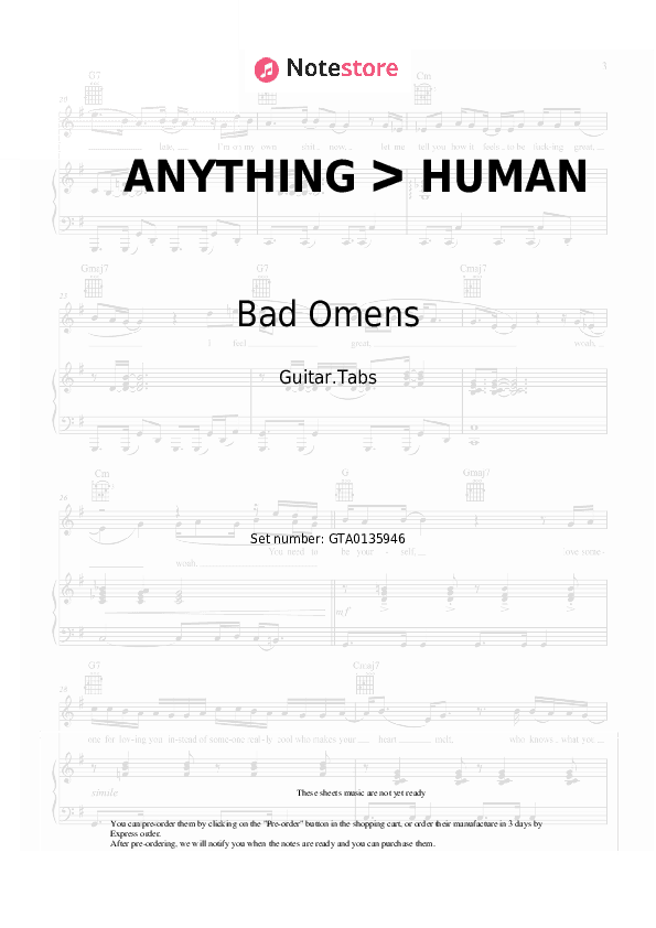 ANYTHING ᐳ HUMAN - Bad Omens, ERRA Tabs - Guitar.Tabs