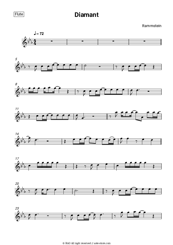 DIAMANT - Rammstein Flute Sheet Music - Flute