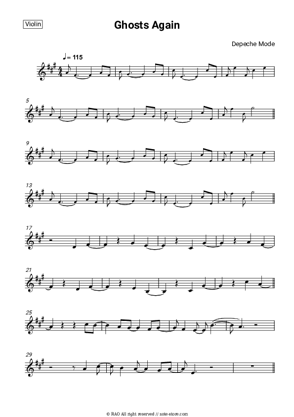 Ghosts Again - Depeche Mode Violin Sheet Music - Violin