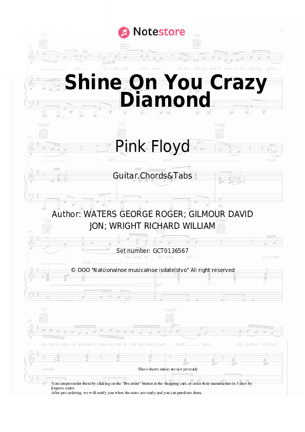 Shine On You Crazy Diamond - Pink Floyd Chords and Tabs - Guitar.Chords&Tabs