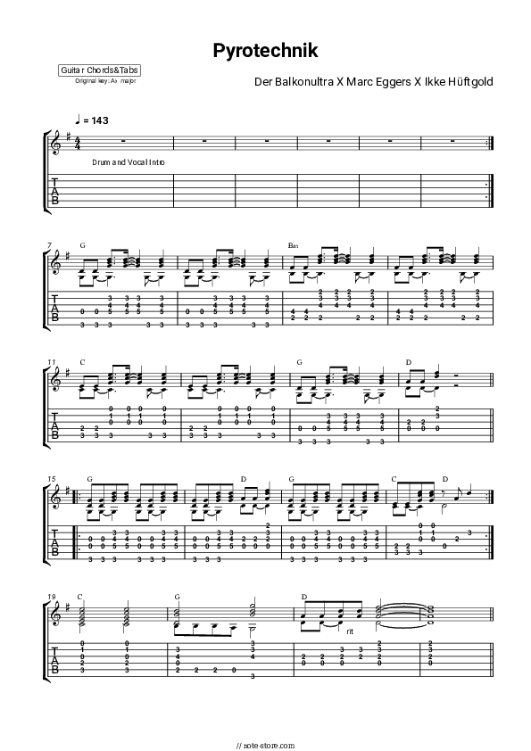 Pyrotechnik - Balkonultra, Marc Eggers, Ikke Huftgold Chords and Tabs - Guitar.Chords&Tabs
