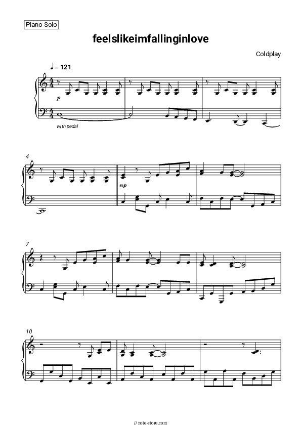 feelslikeimfallinginlove - Coldplay Piano Sheet Music - Piano.Solo