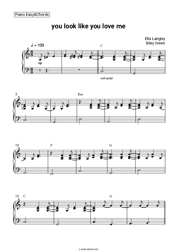 you look like you love me - Ella Langley, Riley Green Sheet Music Easy and Chords - Piano.Easy&Chords