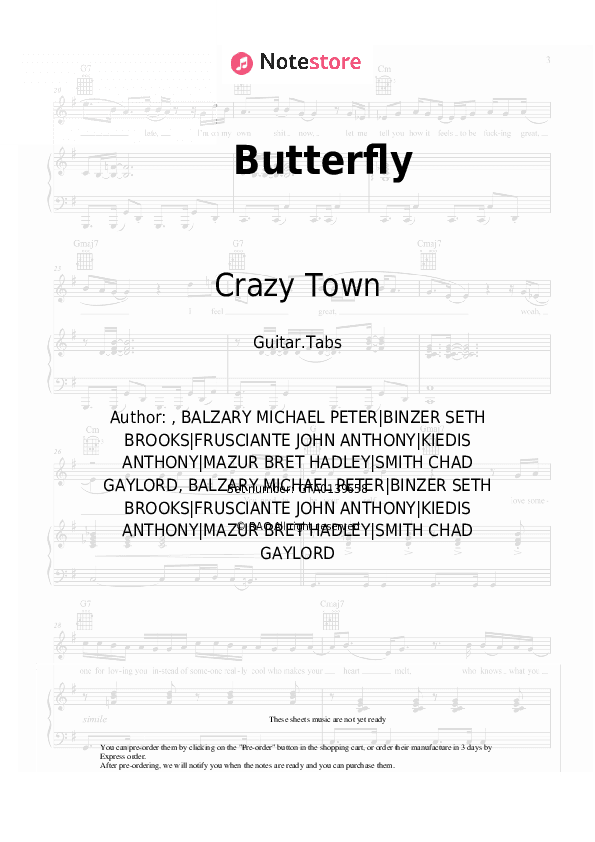Butterfly - Crazy Town Tabs - Guitar.Tabs