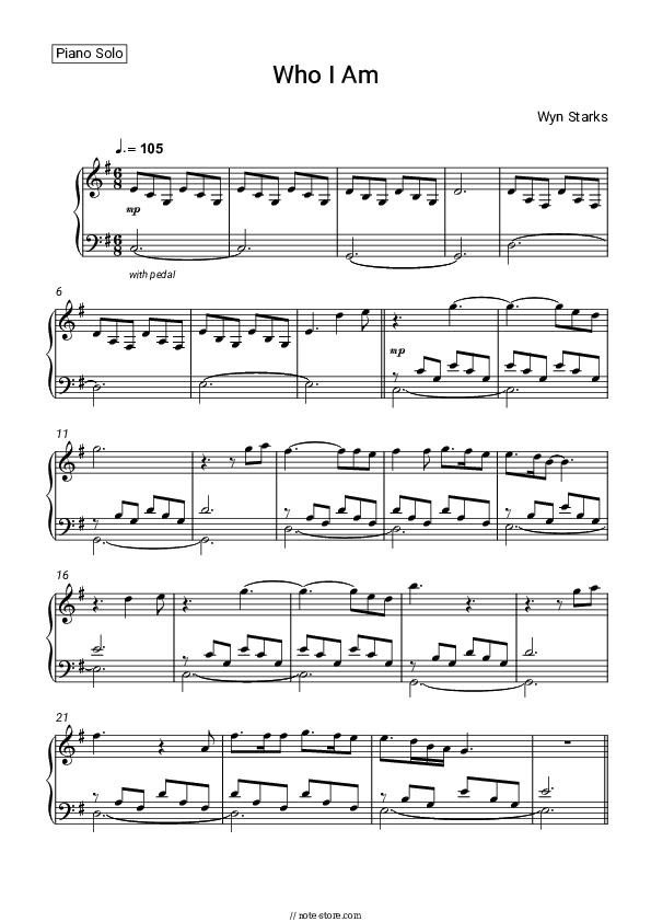 Who I Am - Wyn Starks Piano Sheet Music - Piano.Solo