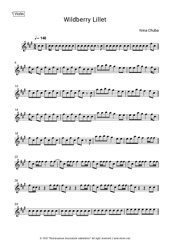 Wildberry Lillet - Nina Chuba Violin Sheet Music - Violin