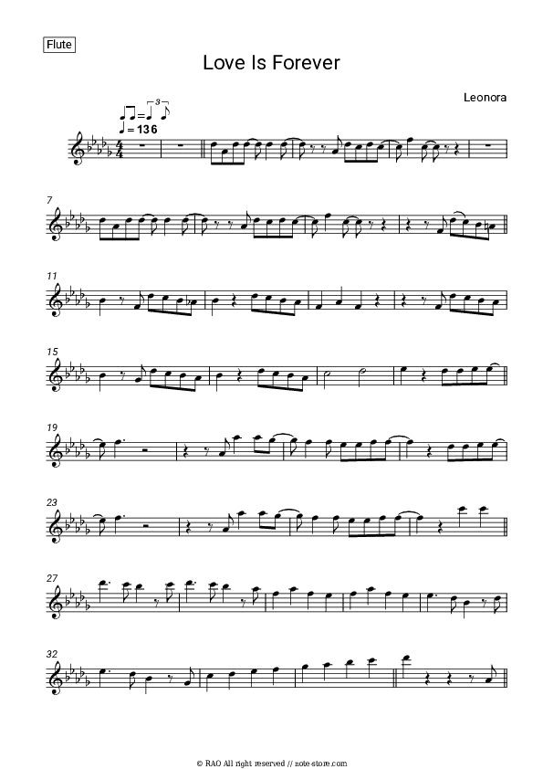 Love Is Forever - Leonora Flute Sheet Music - Flute