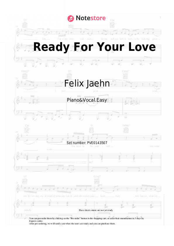 Ready For Your Love - Felix Jaehn, Sophie Ellis-Bextor Piano Sheet Music Easy and Vocal - Piano&Vocal.Easy