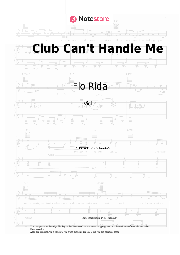 Club Can't Handle Me - Flo Rida, David Guetta Violin Sheet Music - Violin