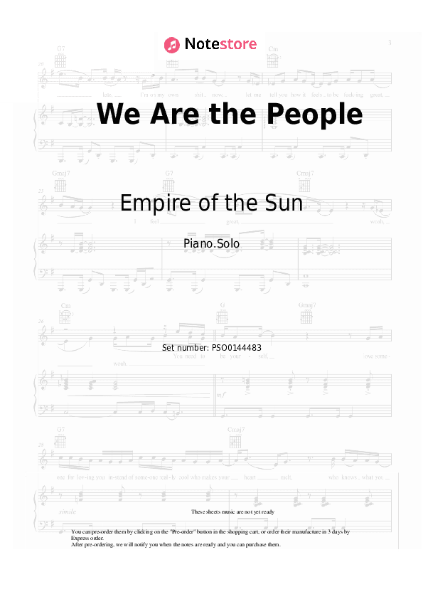 We Are the People - Empire of the Sun Piano Sheet Music - Piano.Solo
