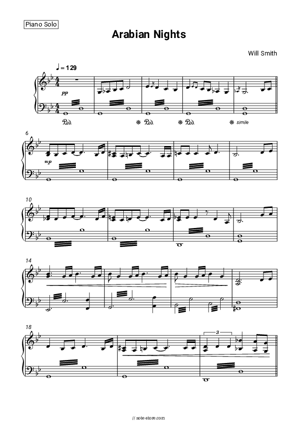 Arabian Nights (From Aladdin 2019) - Will Smith Piano Sheet Music - Piano.Solo