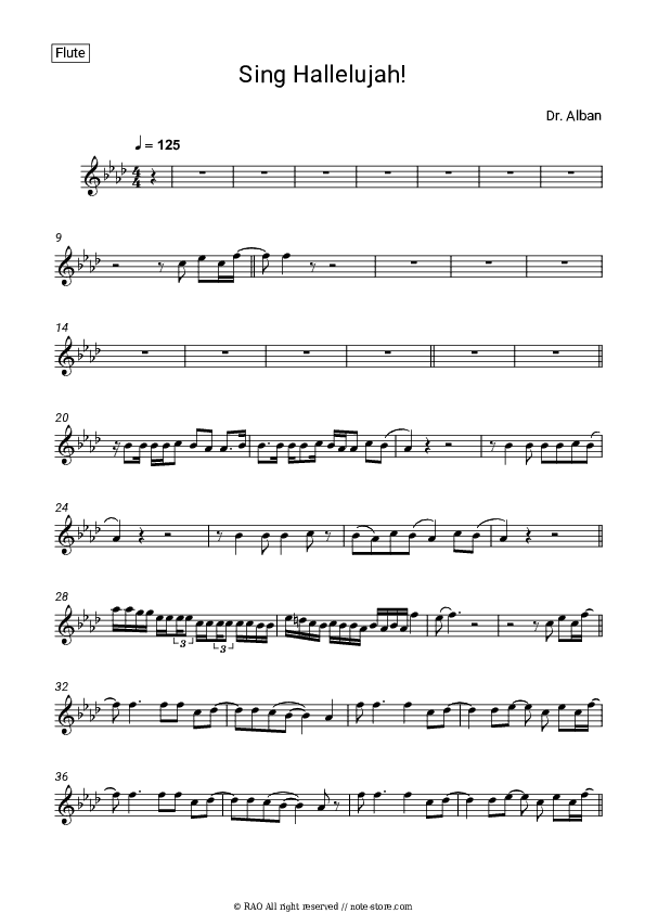 Sing Hallelujah! - Dr. Alban Flute Sheet Music - Flute