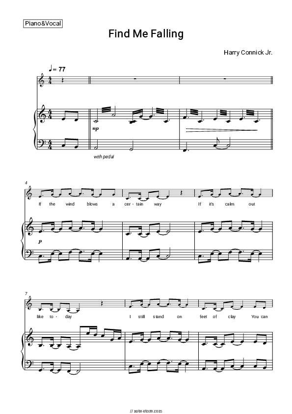 Find Me Falling - Harry Connick Jr. Piano Sheet Music with the Voice part - Piano&Vocal