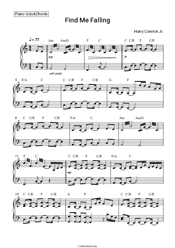 Find Me Falling - Harry Connick Jr. Piano Sheet Music and Chords - Piano.Solo&Chords