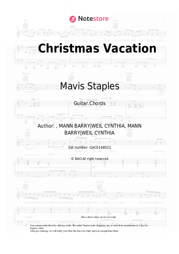 Christmas Vacation - Mavis Staples Chords - Guitar.Chords