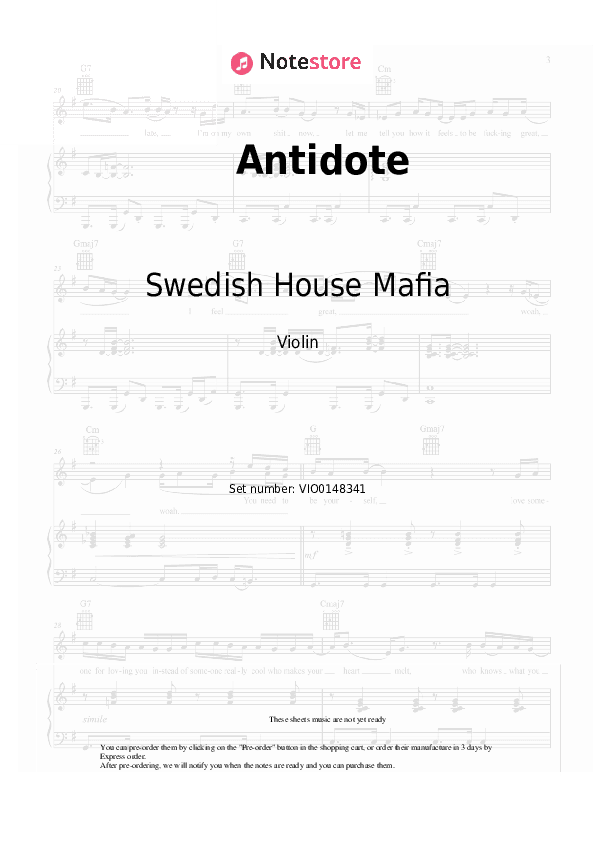 Antidote - Swedish House Mafia, Knife Party Violin Sheet Music - Violin