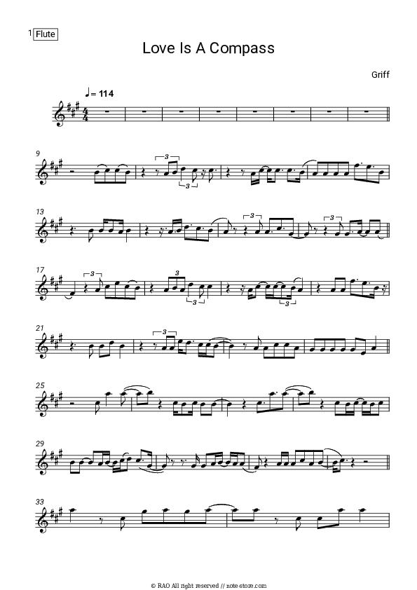 Love Is A Compass - Griff Flute Sheet Music - Flute