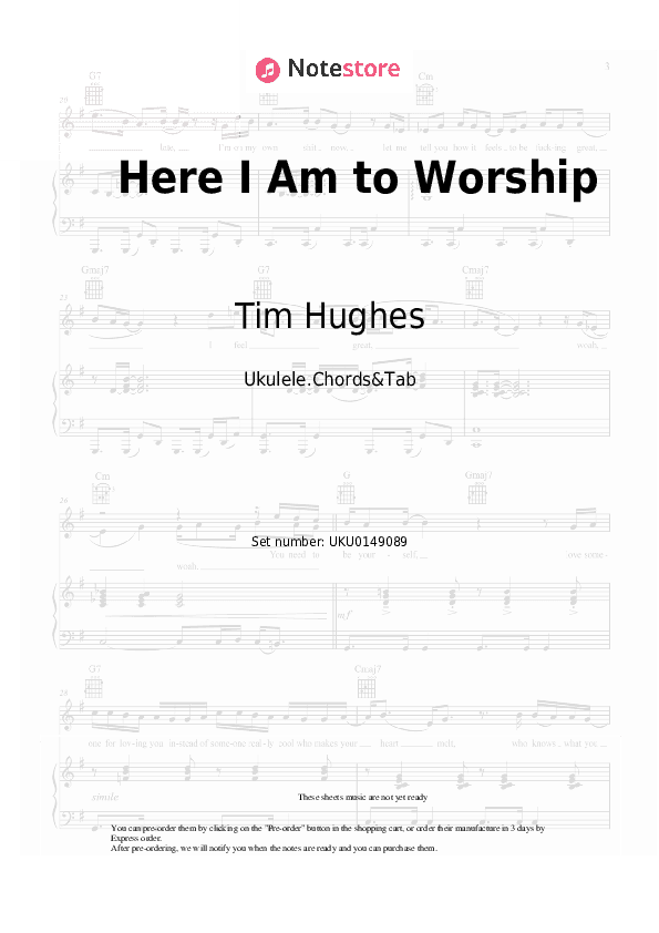Here I Am to Worship - Tim Hughes Ukulele Sheet Music - Ukulele.Chords&Tab