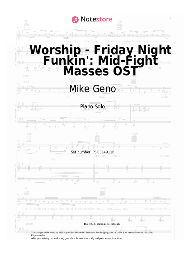 Worship - Friday Night Funkin': Mid-Fight Masses OST - Mike Geno Piano Sheet Music - Piano.Solo