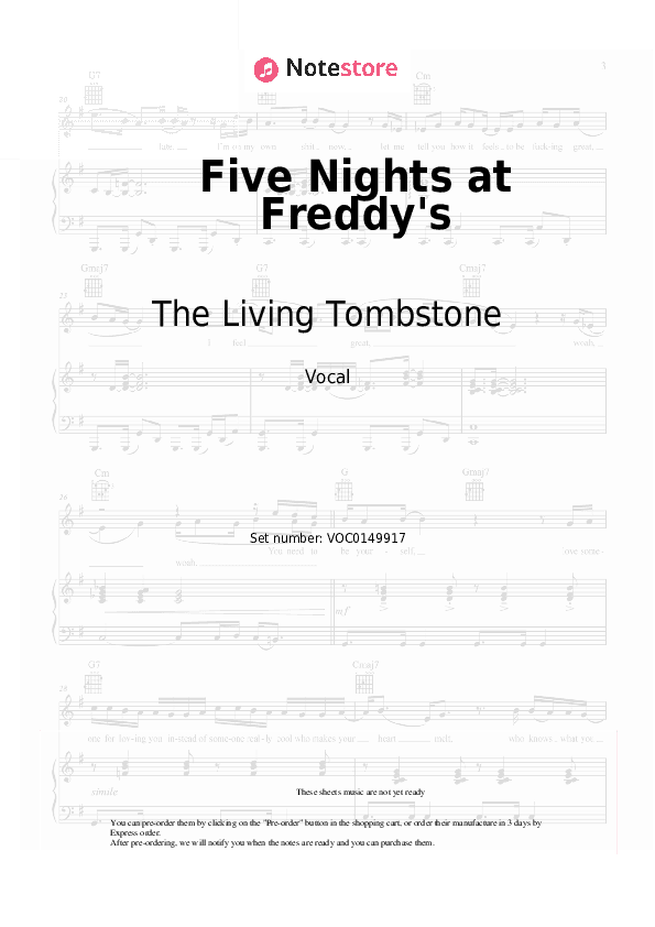 Five Nights at Freddy's - The Living Tombstone Vocal Sheet Music - Vocal