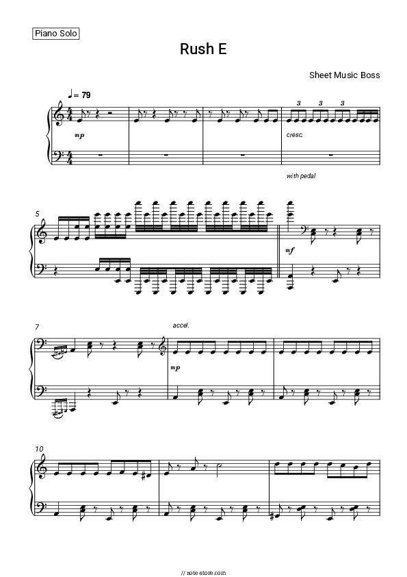 Rush E - Sheet Music Boss Piano Sheet Music - Piano.Solo