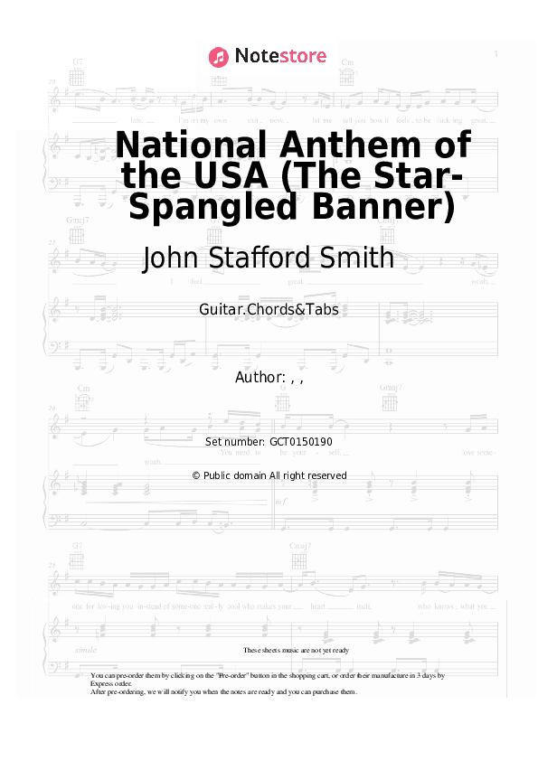 National Anthem of the USA (The Star-Spangled Banner) - John Stafford Smith Chords and Tabs - Guitar.Chords&Tabs