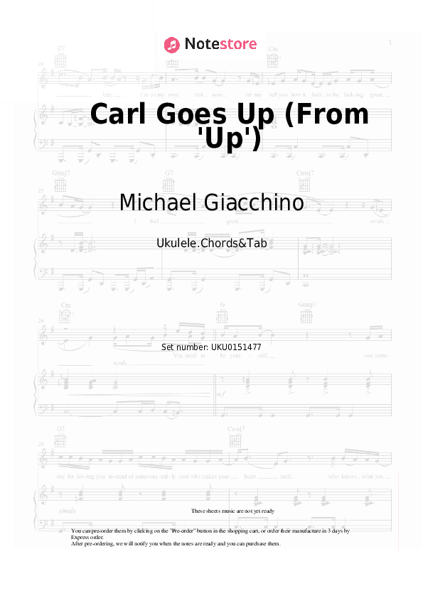 Carl Goes Up (From 'Up') - Michael Giacchino Ukulele Sheet Music - Ukulele.Chords&Tab