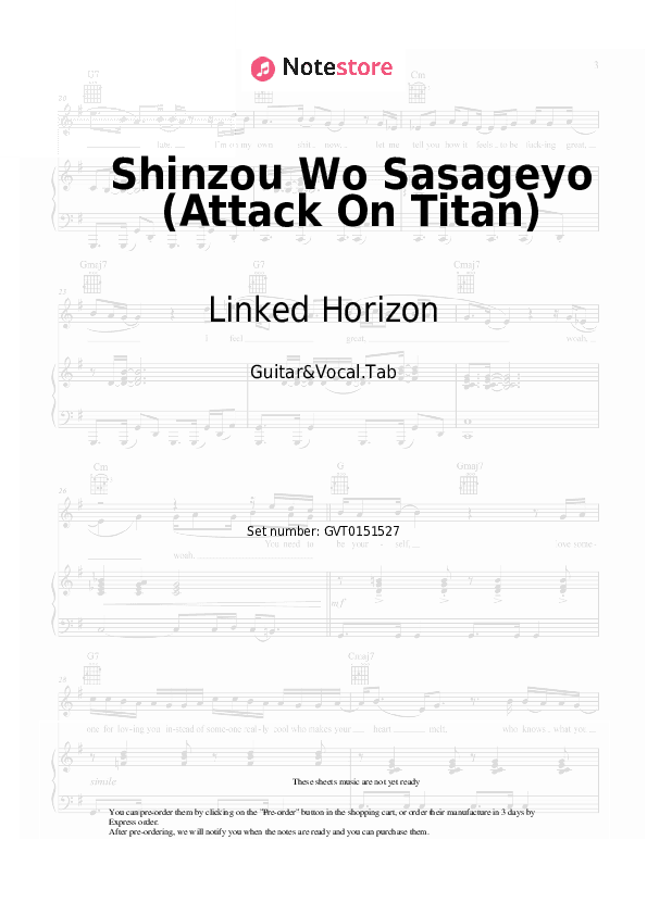 Shinzou Wo Sasageyo (Attack On Titan) - Linked Horizon Chords and Voice - Guitar&Vocal.Tab