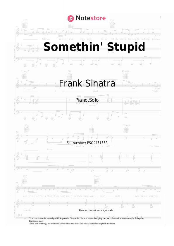 Somethin' Stupid - Frank Sinatra, Nancy Sinatra Piano Sheet Music - Piano.Solo
