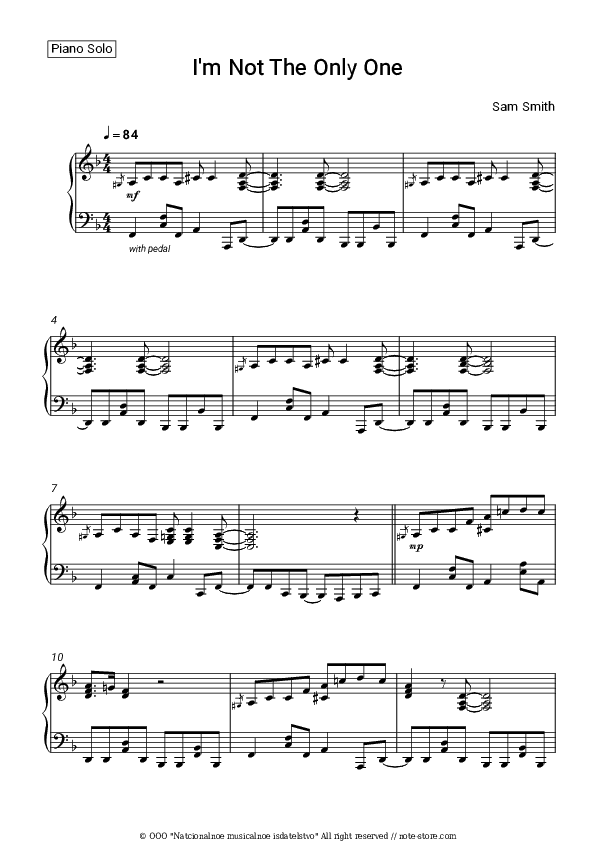 I'm Not The Only One - Sam Smith Piano Sheet Music - Piano.Solo