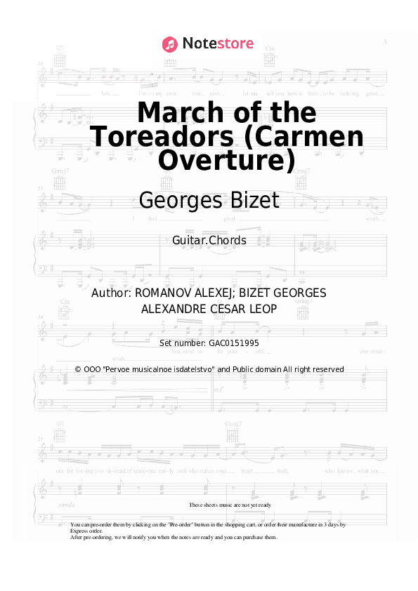 March of the Toreadors (Carmen Overture) - Georges Bizet Chords - Guitar.Chords
