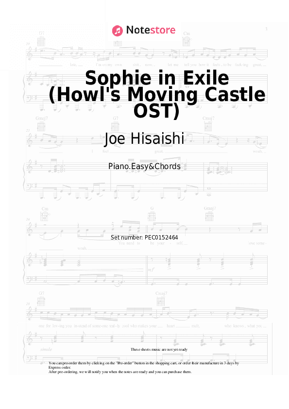 Sophie in Exile (Howl's Moving Castle OST) - Joe Hisaishi Sheet Music Easy and Chords - Piano.Easy&Chords