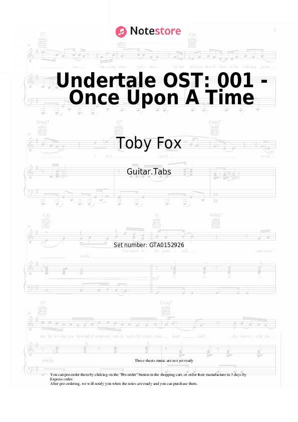 Undertale OST: 001 - Once Upon A Time - Toby Fox Tabs - Guitar.Tabs
