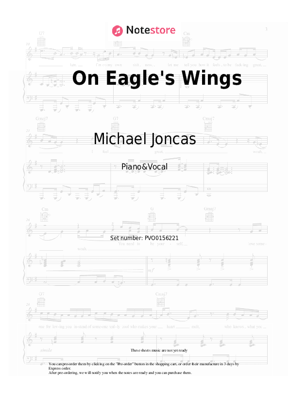 On Eagle's Wings - Michael Joncas Piano Sheet Music with the Voice part - Piano&Vocal