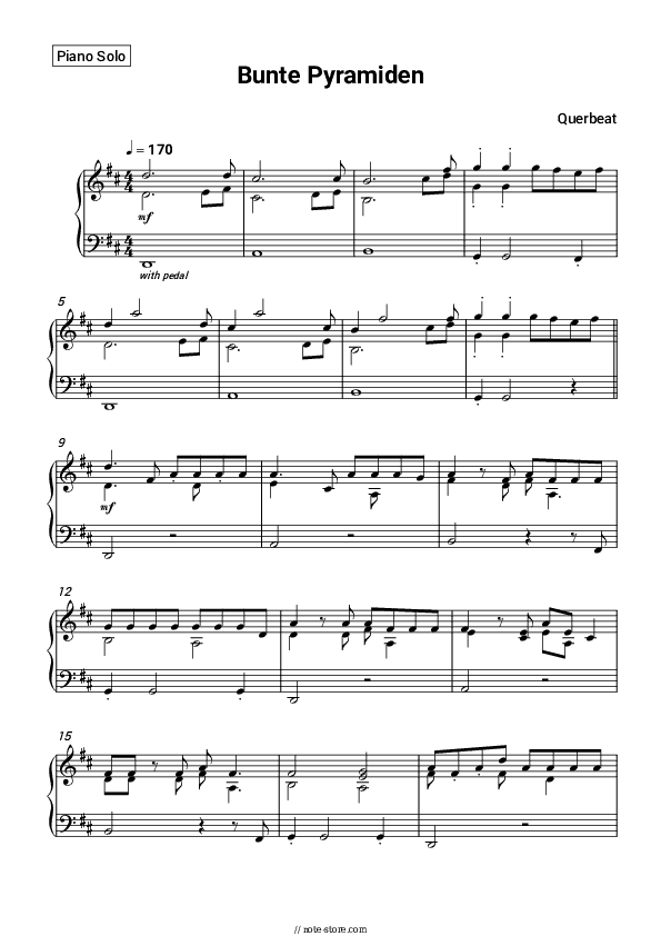 Bunte Pyramiden - Querbeat Piano Sheet Music - Piano.Solo