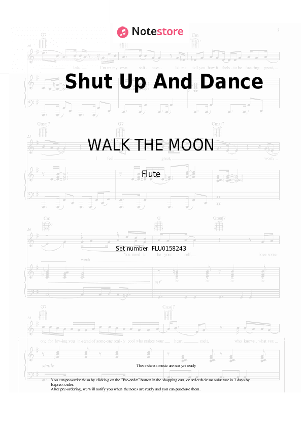 Shut Up And Dance - WALK THE MOON Flute Sheet Music - Flute