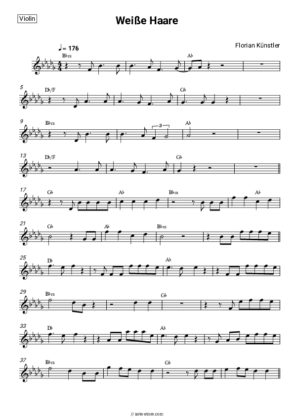 Weiße Haare - Florian Künstler Violin Sheet Music - Violin