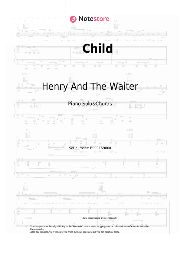 Child - Henry And The Waiter Piano Sheet Music and Chords - Piano.Solo&Chords