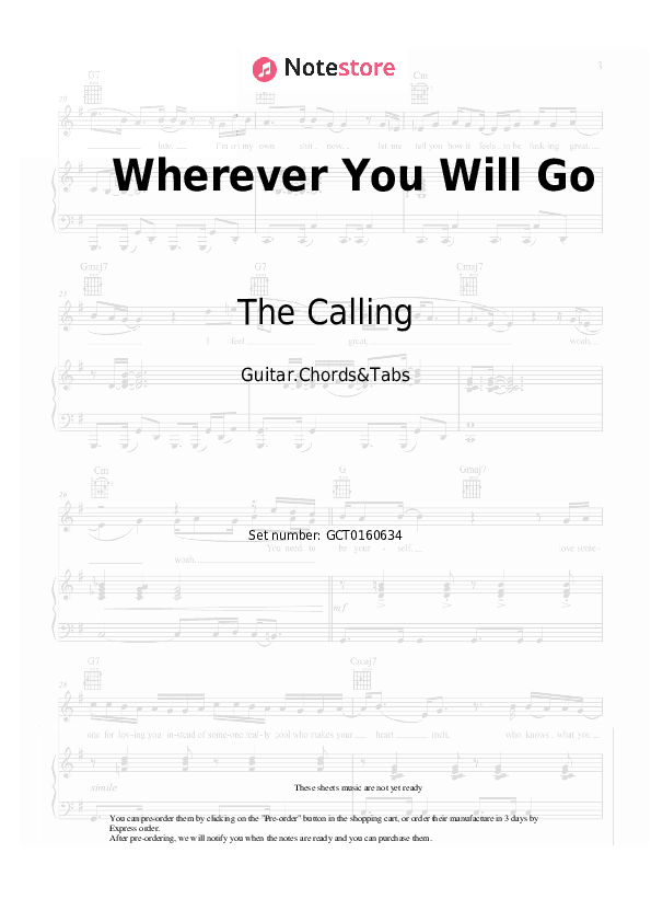Wherever You Will Go - The Calling Chords and Tabs - Guitar.Chords&Tabs