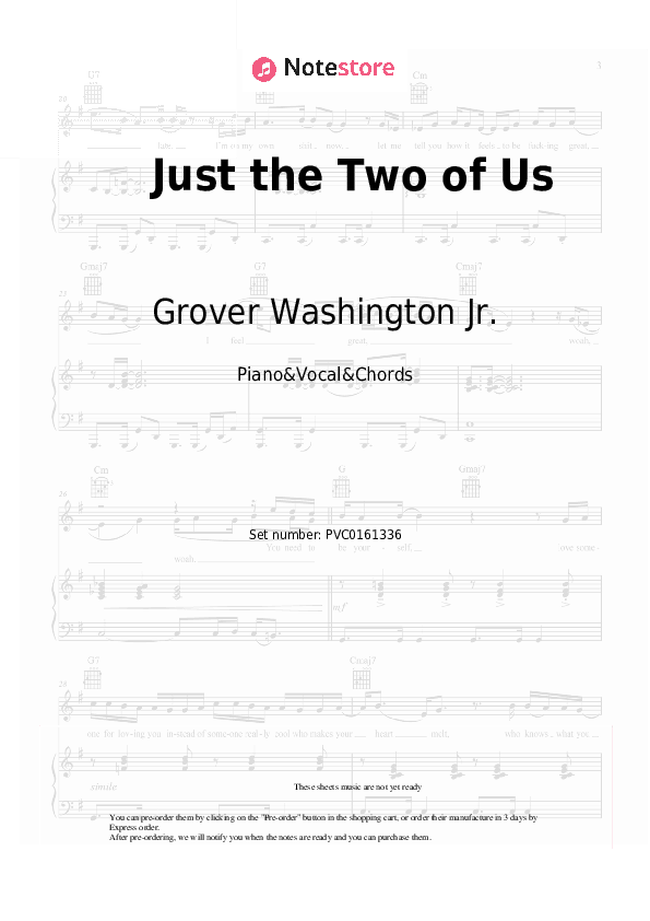 Just the Two of Us - Grover Washington Jr., Bill Withers Piano Sheet Music with the Vocal and Chords - Piano&Vocal&Chords