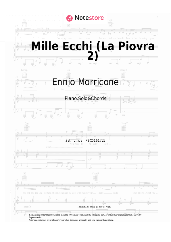 Mille Echi (La Piovra 2) - Ennio Morricone Piano Sheet Music and Chords - Piano.Solo&Chords
