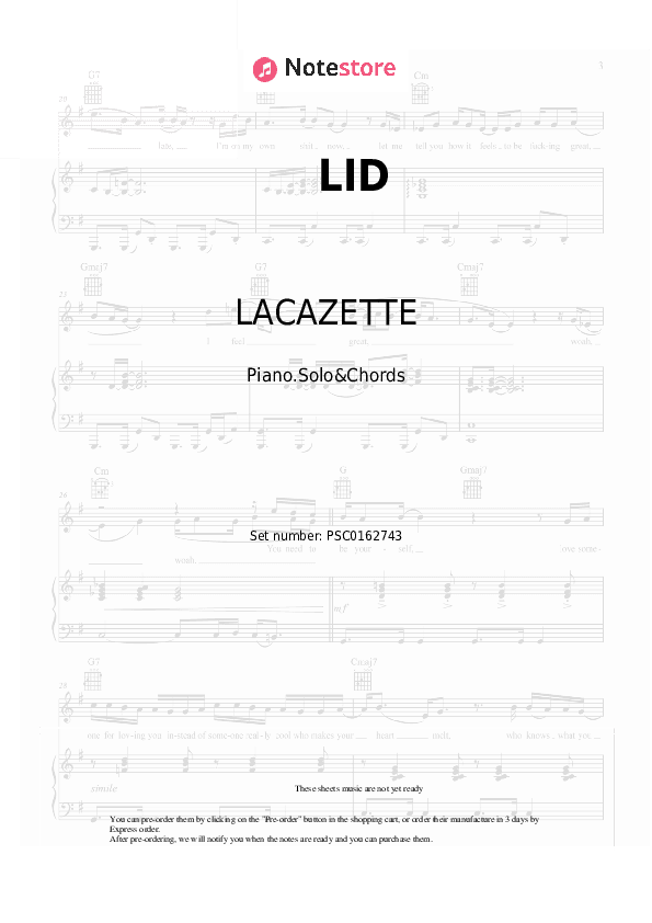 LID - LACAZETTE Piano Sheet Music and Chords - Piano.Solo&Chords