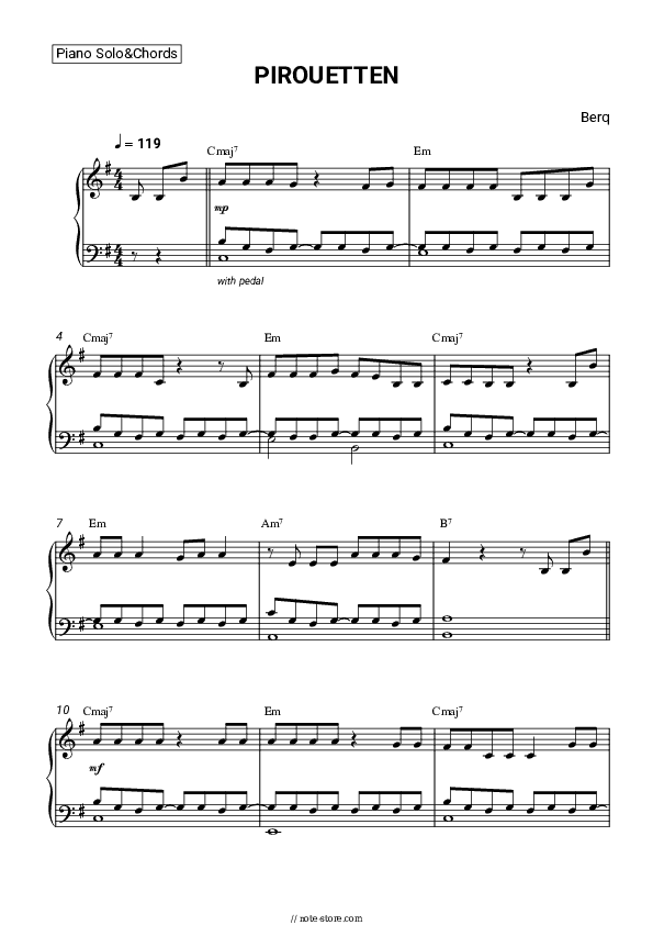 PIROUETTEN - Berq Piano Sheet Music and Chords - Piano.Solo&Chords