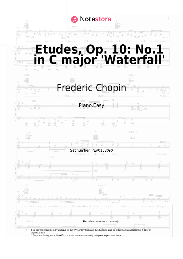 Etudes, Op. 10: No.1 in C major 'Waterfall' - Frederic Chopin Piano Sheet Music Easy - Piano.Easy