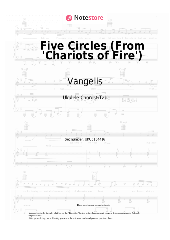 Five Circles (From 'Chariots of Fire') - Vangelis Ukulele Sheet Music - Ukulele.Chords&Tab