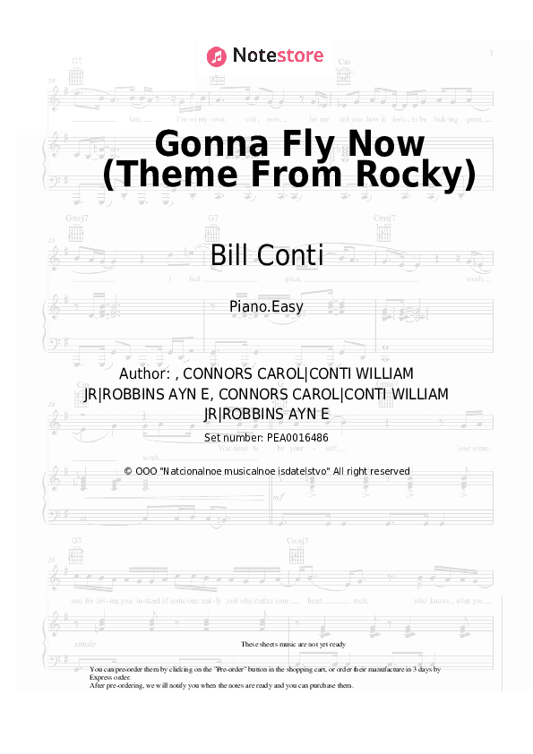 Gonna Fly Now (Theme From Rocky) - Bill Conti Piano Sheet Music Easy - Piano.Easy