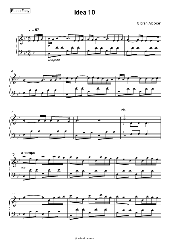 Idea 10 - Gibran Alcocer Piano Sheet Music Easy - Piano.Easy
