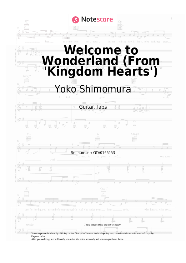 Welcome to Wonderland (From 'Kingdom Hearts') - Yoko Shimomura Tabs - Guitar.Tabs