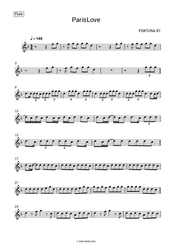 ParisLove - FORTUNA 812 Flute Sheet Music - Flute